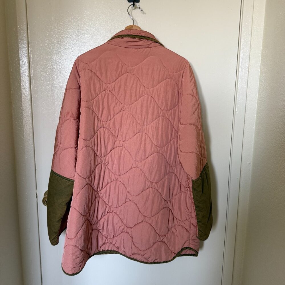 Free People Mixed Military Dolman Quilted Jacket In Rose Combo L​​​ - Picture 7 of 7